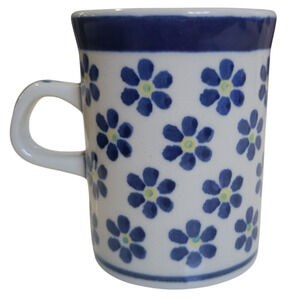 Bolesławiec Polish Pottery Floral Mug 8 oz Signed